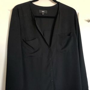 Black button up tunic blouse, size large